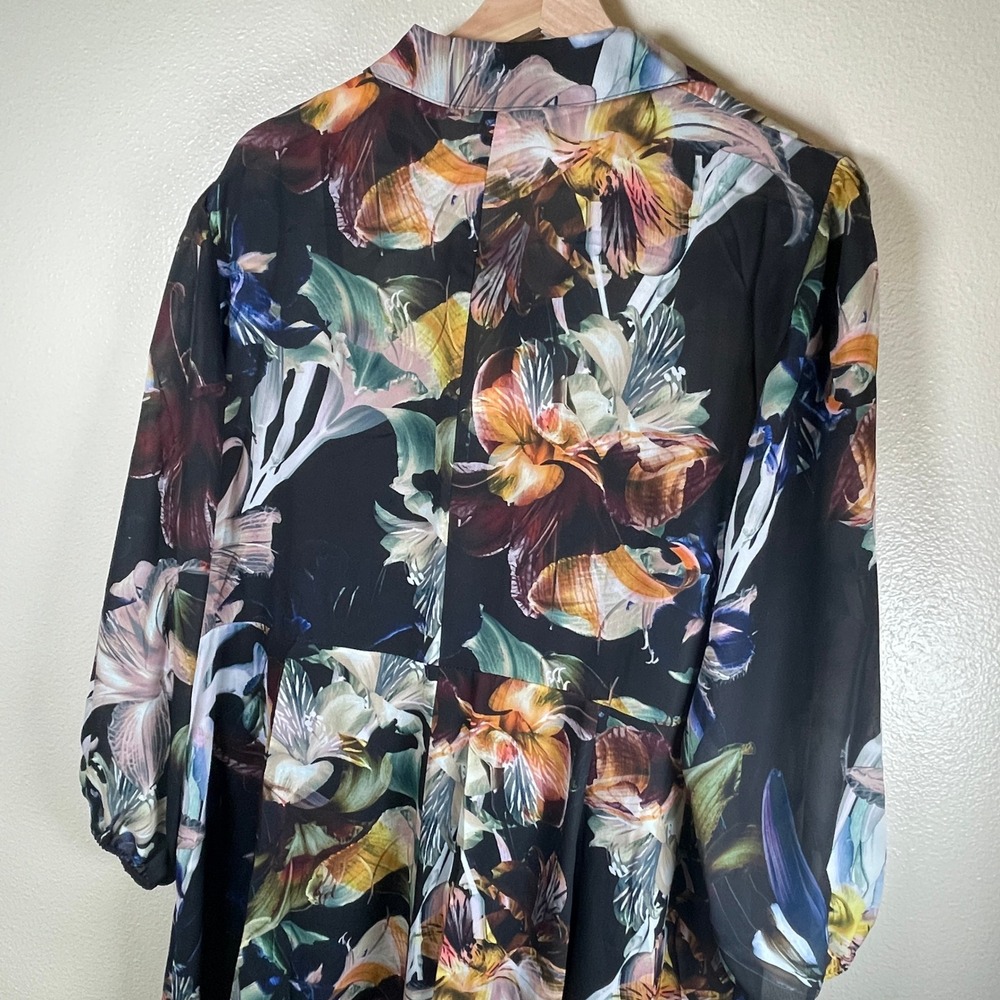 Catherine Malandrino Women's XL Floral Long Sleeve Midi Dress NWT Button Front - Picture 9 of 16